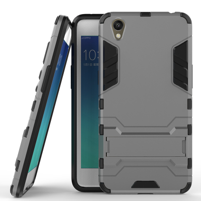 

Gray Slim Robot Armor Kickstand Shockproof Hard Rugged Rubber Back Case For OPPO A37