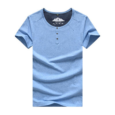 

Богатая птица (FUGUINIAO) с короткими рукавами футболки мужская повседневная мода Корейский Тонкий сплошной цвет шеи короткий майка мужской 17001FG1710 синий XL