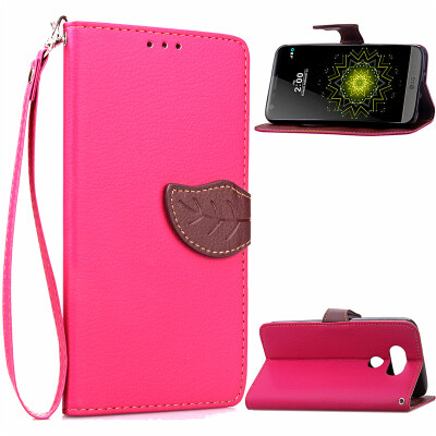 

Pink Design PU Leather Flip Cover Wallet Card Holder Case for LG K5