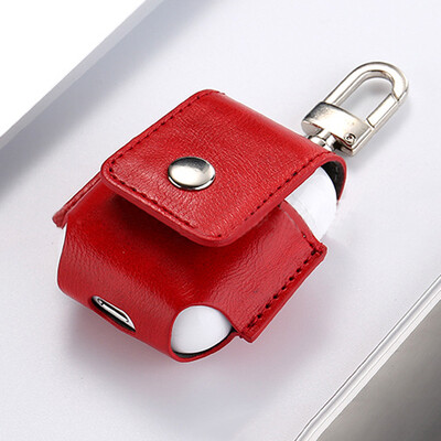 

MyMei 2017 PU Leather Protective Case Pouch Charging Bag WKeychain For Apple AirPods