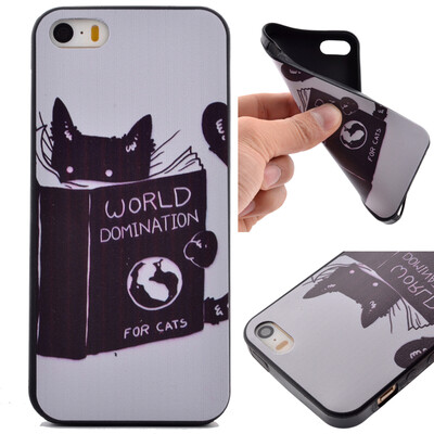 

Cat Pattern Мягкий тонкий ТПУ резиновый силиконовый гель Дело Чехол для IPHONE 5/5S/5SE