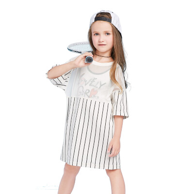 

Balabala BALABALA female middle boy short sleeve suit summer middle child two-piece half-sleeved female 28112170166 white black tone 160