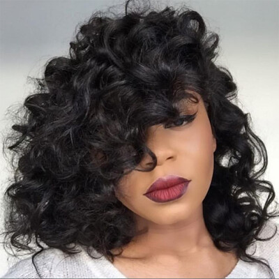 

150 Density Top 7A Brazilian Short Bob Bouncy Curly Human Hair Lace Front Wigs Glueless Full Lace Wigs With Baby Hair Lace Wigs