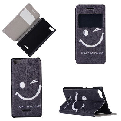 

Naughty Smile Design PU Leather Flip Cover Wallet Card Holder Case for Wiko Fever