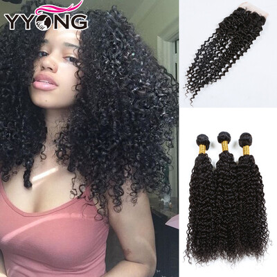 

YYONG 8A Malaysian Virgin Hair Curly Wave Lace Closure Free MiddleThree Part Closure 8"-30" 4X4 Malaysian Curly Wave Closure