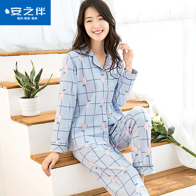 

Anshiban anzhiban pajamas Корейская версия сладкого и симпатичного можно носить за пределами с длинными рукавами весной и осенью домашний костюм для службы 71K7270 светло-голубой XL