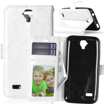 

White Style Classic Flip Cover with Stand Function and Credit Card Slot for HUAWEI Y5/Y560