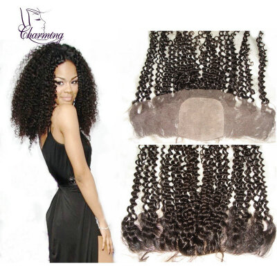 

Peruvian Virgin Hair Kinky Curly Silk Top Lace Frontal Free Part Ear To Ear Lace Frontal With Baby Hair 13x4 Curly Silk Frontal Cl