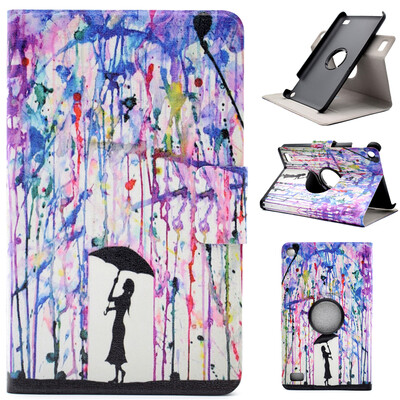 

Girl under Umbrella Style 360 Rotating Flip Cover with Stand Function and Credit Card Slot for Amazon Kindle Fire 7 2015