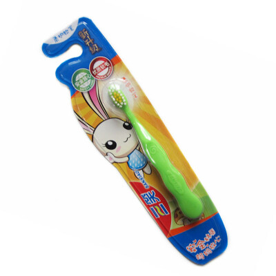 

Three happy happy rabbit happy little girl childhood toothbrush soft hair fine hair 2 years old