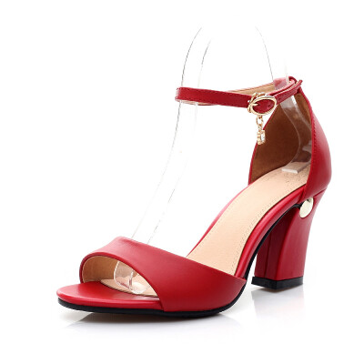 

WETKISS Big Size 34-43 Genuine Leather Fashion Buckle Strap High Heels Summer Women Sandals Retro All Match Casual Shoes Woman