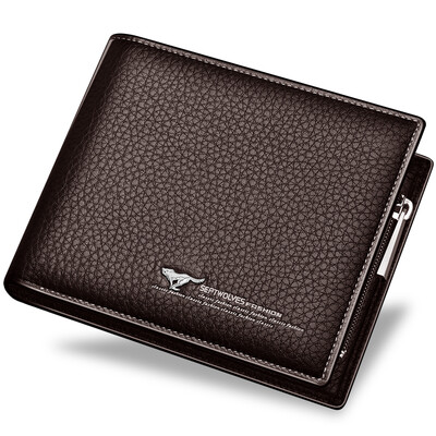 

Seven wolves SEPTWOLVES men short paragraph wallet fashion cross two fold wallet wallet 3A3062351-28 red brown