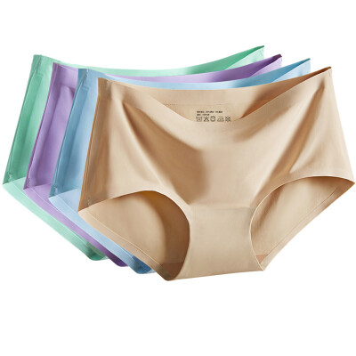 

MEIYATING 4 pack women high-waist ice silk cotton croach Panties