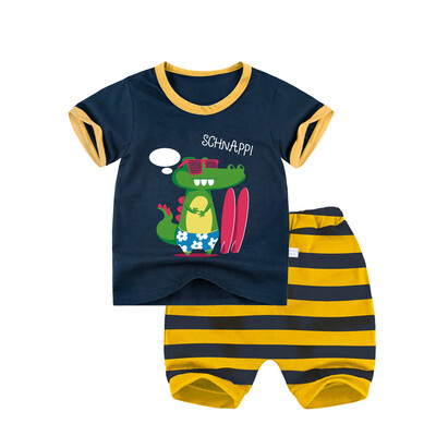 

Yue Tong Lai children's suit summer boy short-sleeved T-shirt harem pants summer suit Y1931 skateboarding crocodile 100