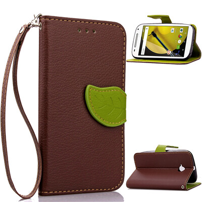 

Brown Design PU Leather Flip Cover Wallet Card Holder Case for Moto ROKR E2