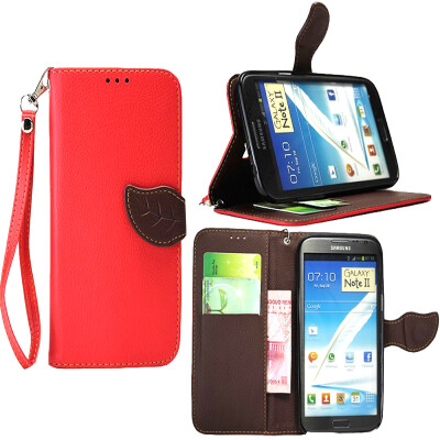 

Red Design PU Leather Flip Cover Wallet Card Holder Case for Samsung Galaxy Note 2/N7102/N7108