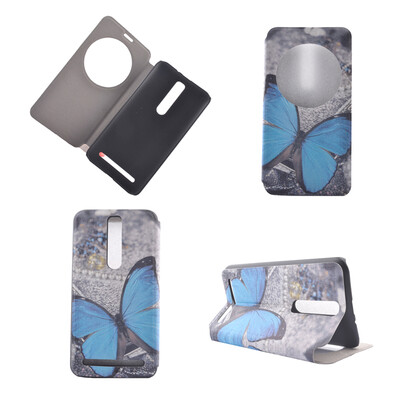 

Blue Butterfly Design Кожа PU откидной крышки Кошелек для карты памяти Чехол для Asus Zenfone 2 ZE551ML