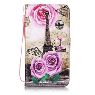 

Flower Tower Design PU Leather Flip Cover Wallet Card Holder Case for Sony Xperia XZ