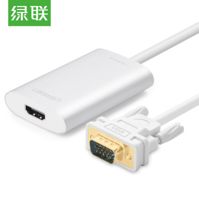 

Green UGREEN VGA to HDMI cable converter with audio port HD video conversion cable adapter computer notebook connection display projector line white 40263