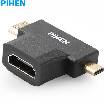 

(PIHEN) PH-ZHX050 HDMI-адаптер три-в-одном Mini HDMI-HDMI Micro HDMI-HDMI конвертер мобильного телефона плоский конвертер HD-конвертер