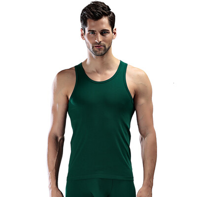 

MEXICAN men's Lycra cotton solid-color sports vest with round collar