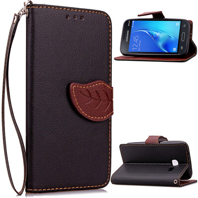 

Black Design PU Leather Flip Cover Wallet Card Holder Case for Samsung Galaxy J1 Mini