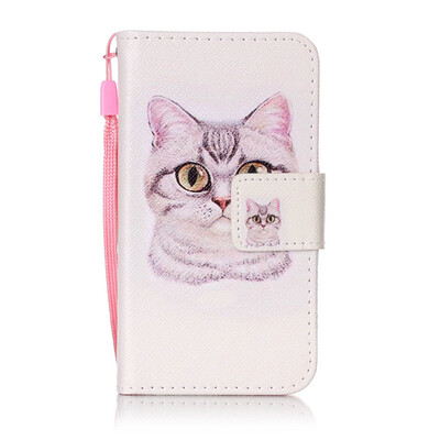 

Короткие волосы Cat Дизайн PU кожа флип Обложка Кошелек Карты Держатель чехол для Samsung Galaxy J1 Mini