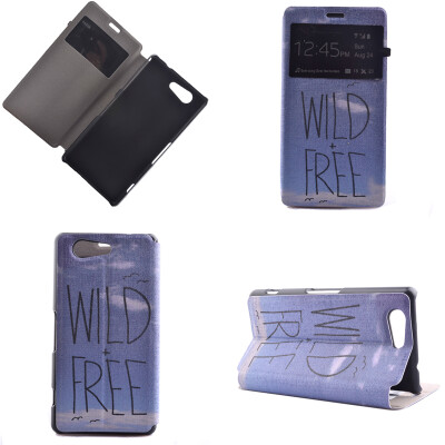 

Wild Free Design PU Leather Flip Cover Wallet Card Holder Case for Sony Xperia Z4 mini