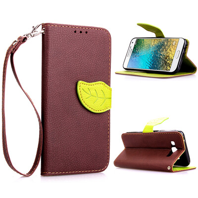 

Brown Design PU Leather Flip Cover Wallet Card Holder Case for Samsung Galaxy E5E500F