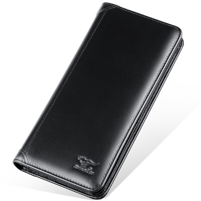 

Семь кошельков с волками Мужские длинные головы Кофейные моды Бизнес Повседневные два мягких кожаных кошелька 3A3062393-01 Черный