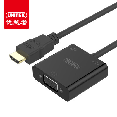 

Улучшенный человек (UNITEK) HDMI VGA конвертер HD видео с аудио адаптером порта PC-TV кабель коробки дисплея проекторов черный Y-6333BK