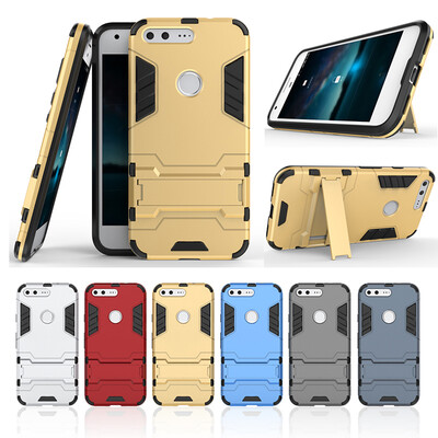 

Gold Slim Robot Armor Kickstand Shockproof Hard Rugged Rubber Back Case For Google Pixel