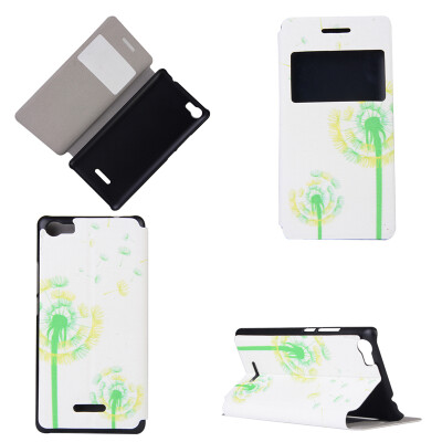 

Green Dandelion Design PU Leather Flip Cover Wallet Card Holder Case for Wiko Fever