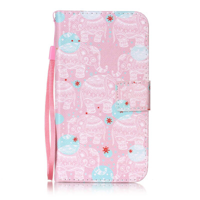 

Pink Elephant Design PU Leather Flip Cover Wallet Card Holder Case for LG K7/LG M1