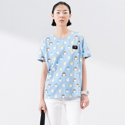 

Начало TOYOUTH Casual Wild Cat Print Футболка с коротким рукавом 8620131056C Moonlight Blue S