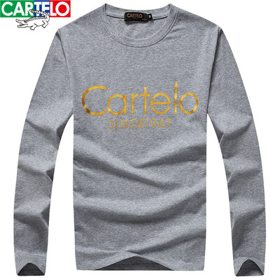 

CARTELO Крокодил CARTELO с длинным рукавом Футболка Мужская Комфортная дикая мода Печать Круглый воротник Мужская майка 16057KE9537 Светло-серый 3XL