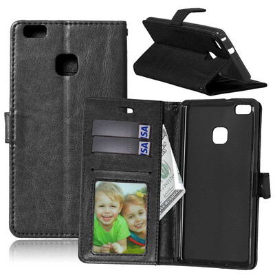 

Black Style Classic Flip Cover with Stand Function and Credit Card Slot for HUAWEI P9 LITE