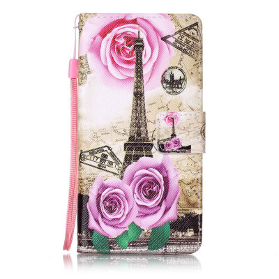 

Flower Tower Design PU Leather Flip Cover Wallet Card Holder Case for Huawei Honor 8