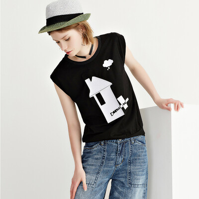 

Yixiang Liying 2017 summer new short-sleeved T-shirt 160431209 black