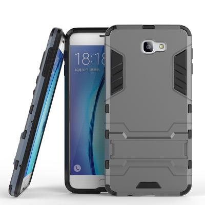 

Gray Slim Robot Armor Kickstand Shockproof Hard Rugged Rubber Back Case For Samsung Galaxy On7 2016/J7 Prime