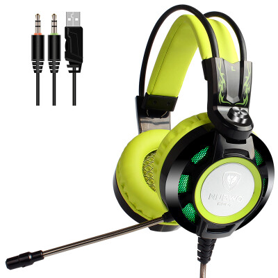 

Wolf Bo Wang NUBWO K6 computer mobile phone game headset K song wearing heavy subwoofer with microphone voice black&green