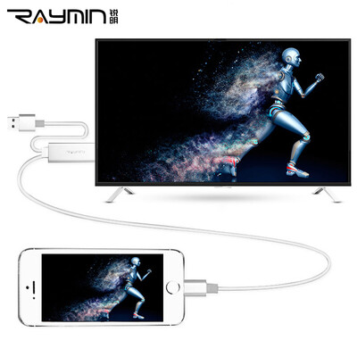

Rui Ming RA360WH Apple iPhone7 6S Plus iPad to hdmi adapter cable Apple connection TV monitor projector conversion line aluminum alloy shell plug&play 2m