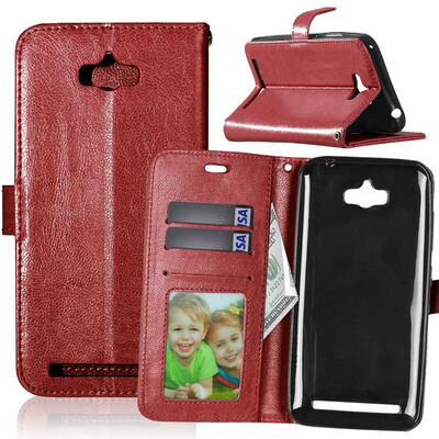 

Brown Style Classic Flip Cover with Stand Function and Credit Card Slot for Asus Zenfone Max ZC550KL