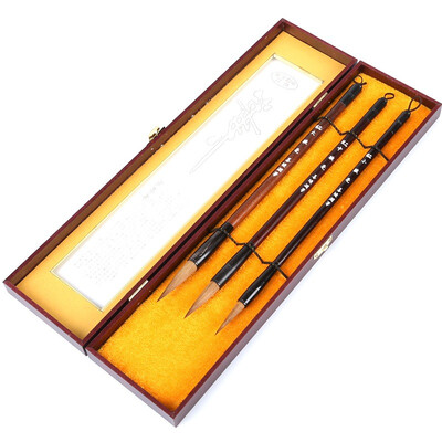 

Shaoxi culture Shanlian Lake pen fine wolf cents three-piece high-grade Wenfangsibao students calligraphy supplies brush gift set