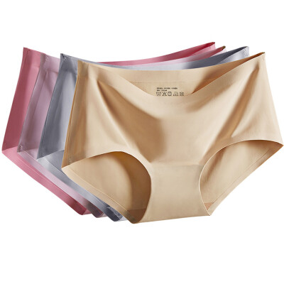 

MEIYATING 4 pack women high-waist ice silk cotton croach Panties