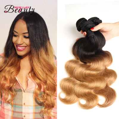 

Malaysian Body Wave Ombre Human Hair Muse Lady Beauty Products T127 Human Weaves 3 Bundles Deal Thick Hair Extension
