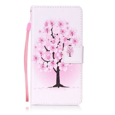 

Peach Blossom Design PU Leather Flip Cover Wallet Card Holder Case for Huawei Honor 7