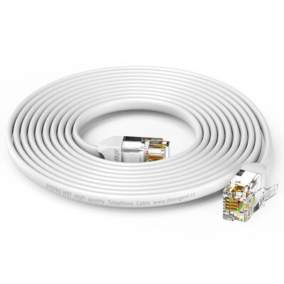 

Win shengwei telephone line 4-core plane multi-strand flat 30 meters white 6P4C finished RJ11 with crystal head cable TC-1300B