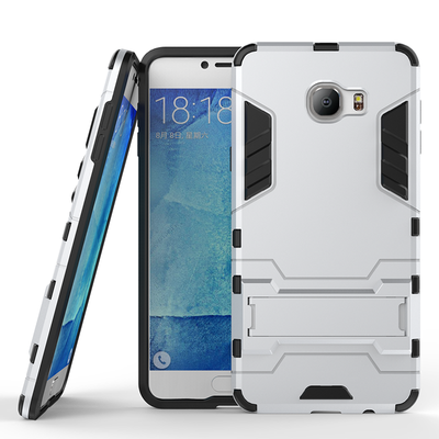 

Серебряный Slim Robot Armor Kickstand Ударопрочный жесткий корпус из прочной резины для SAMSUNG GALAXY C7