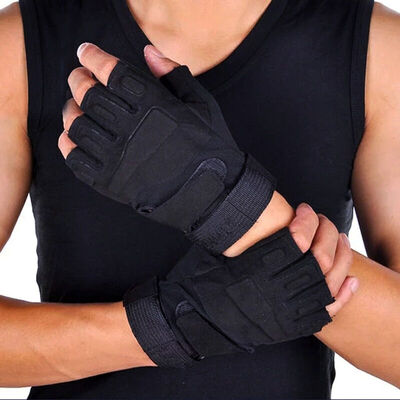 

LAC Fitness gloves Half finger gloves Sports army fans special forces outdoor leisure fitness mountaineering anti-skid riding tactical gloves black XL code
